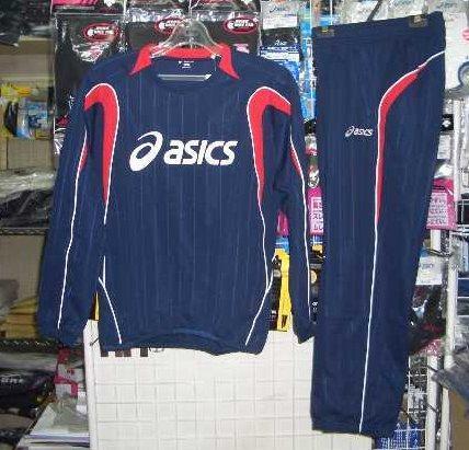 アシックス かっこいいジャージ 上下紺×赤 ネイビー×レッド Oサイズ 大きいサイズ asics 新品 レトロ 即決価格/拍卖