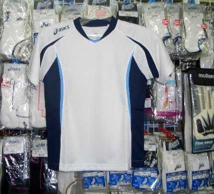 アシックス XS6228半袖プラシャツ 白×紺 ホワイト×ネイビー 150cm ジュニア キッズ 子供 asics 新品 レトロ 即決価格/拍卖