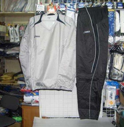 アシックス お買い得限定裏つきウインド上下 asics シルバー140cm ジュニア キッズ 子供 asics レトロ /拍卖