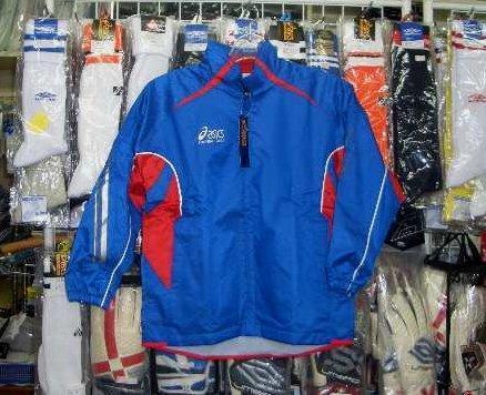 お得 アシックス JRプロブレーカーシャツ 青×赤 レッド140cm ジュニア キッズ 子供 asics 新品 レトロ /拍卖