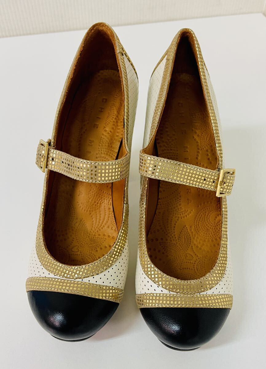 ★新品★チエミハラ パンプス IONA ブラック&ゴールド 35/22〜22.5拍卖