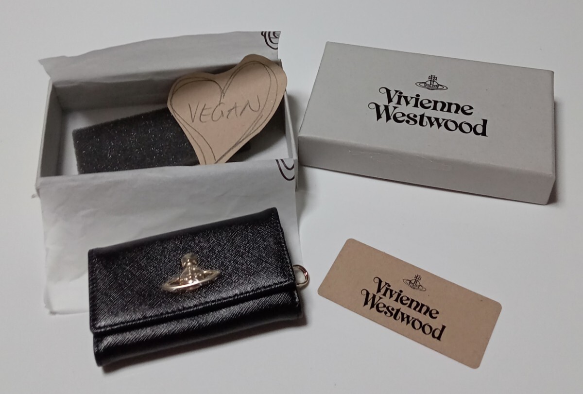 送料600円 新品 未使用 ヴィヴィアンウエストウッド Vivienne Westwood ブラック 黒 レザー 4連 キーケース 箱 付属品 付 MADE IN ITALY 拍卖