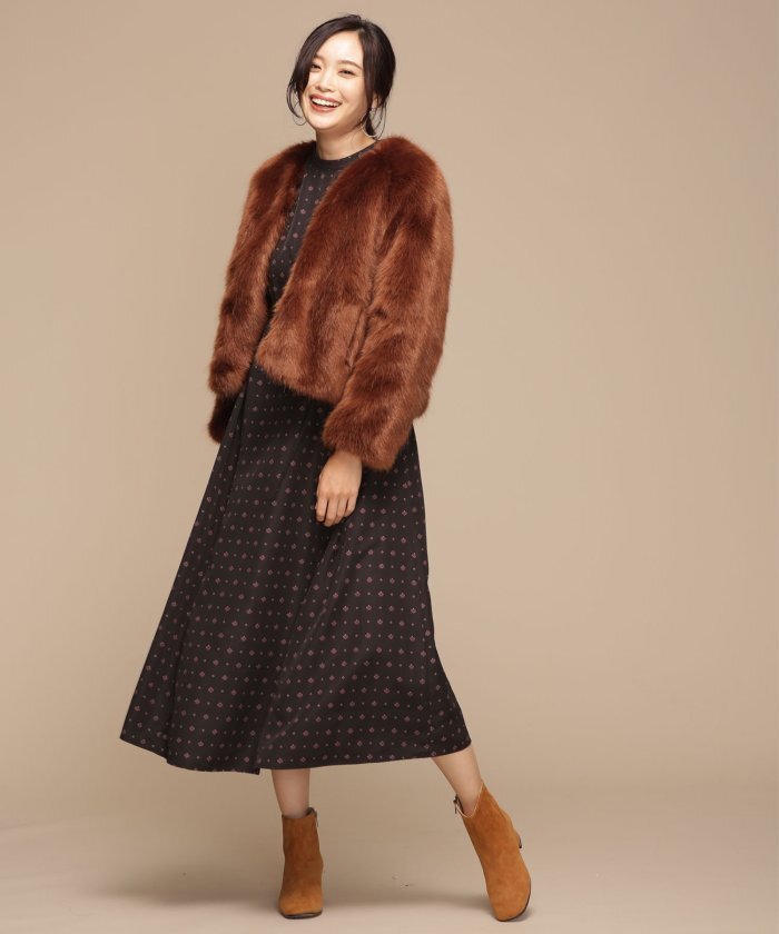 新品 NANO UNIVERSE ナノ ユニバース Fフォックスファーショートブルゾン エコファー 36 拍卖