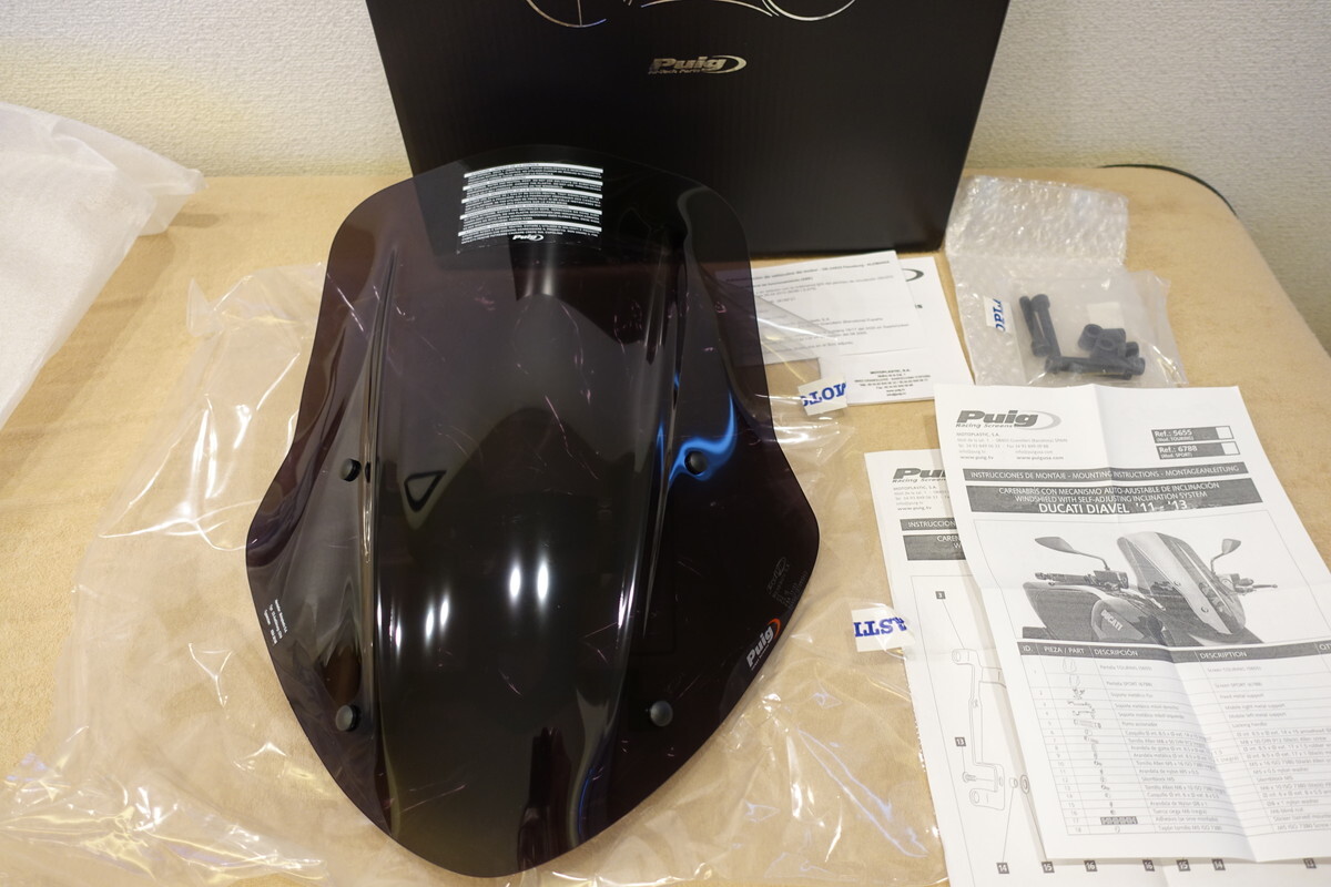 Puig DUCATI DIAVEL (11-13) NEW GENERATION ツーリングスクリーン Dスモーク メーター上+6.5cm 5655F プーチ 定価42,900円 ディアベル拍卖