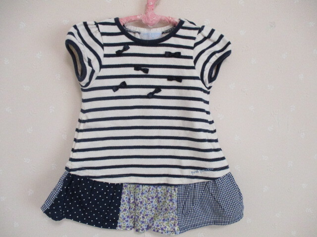 Ω ポンポネット Ω ★ 可愛い半袖ワンピース ★ 80㎝ 紺 40906拍卖