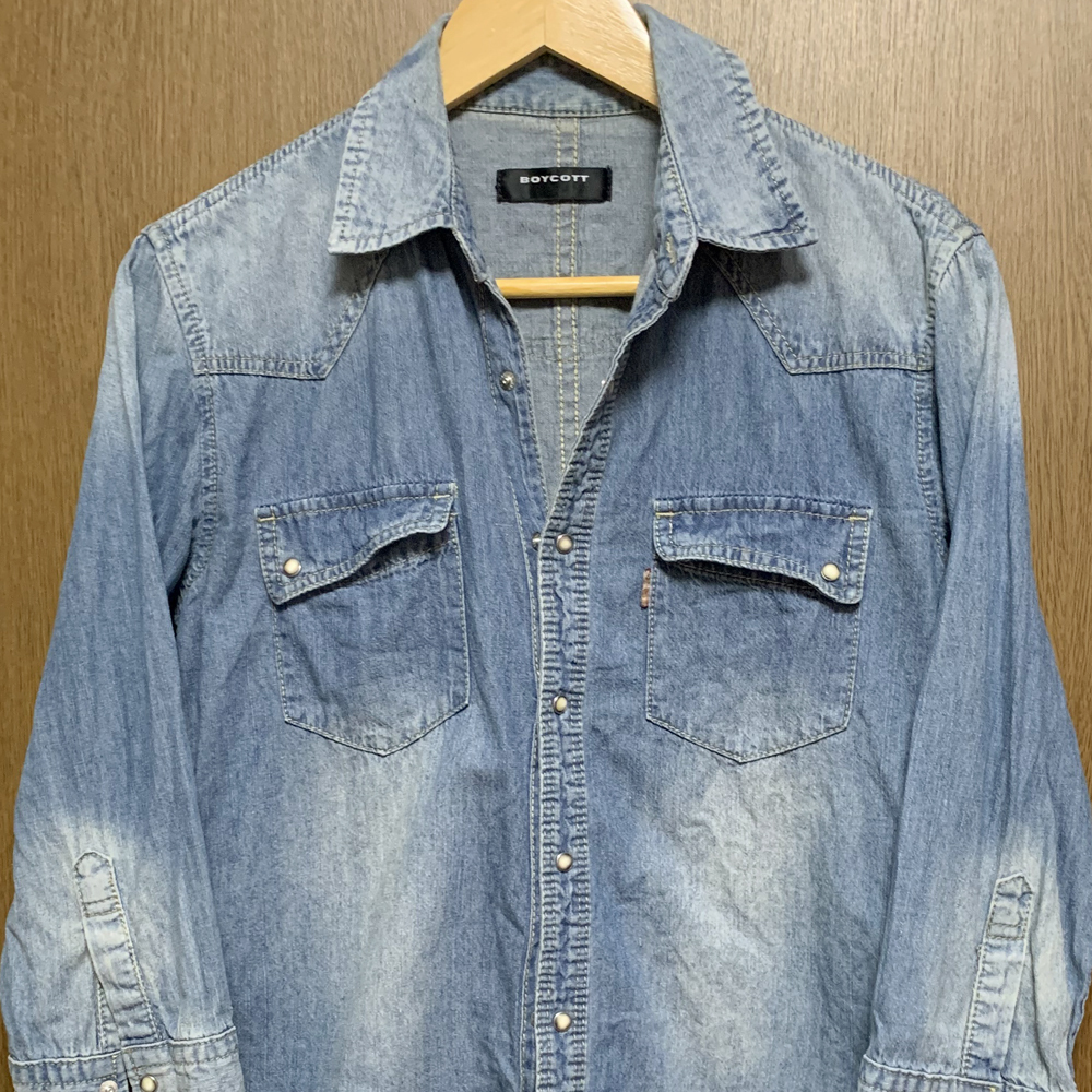 2 BOYCOTT|ボイコット デニム地 加工 七分袖拍卖