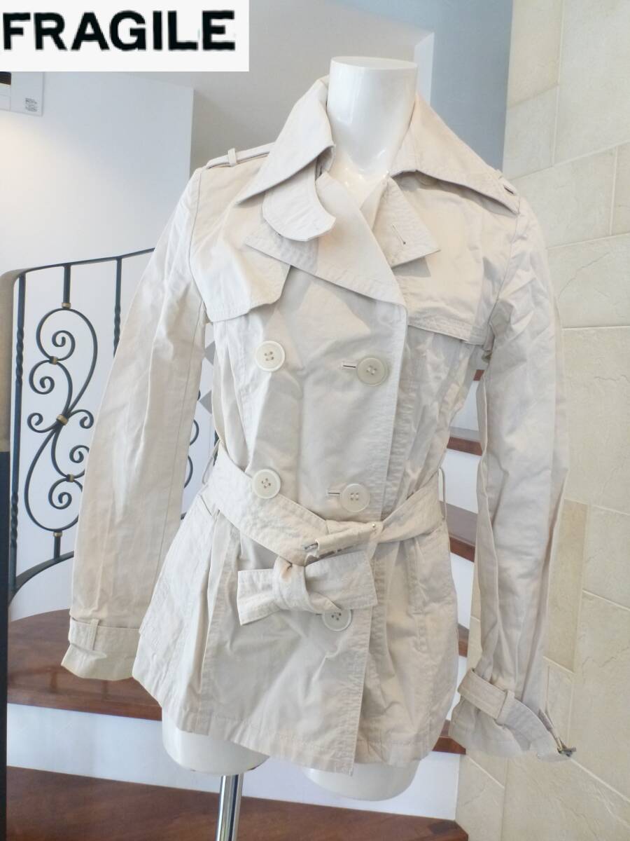 3万 美品 FRAGILE フラジール ★日本製 ベージュ トレンチコート 38 M相当拍卖