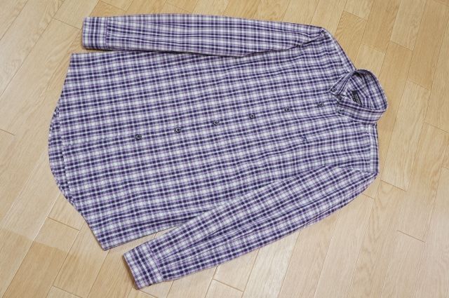 C841 即決 良品 三陽商会 BURBERRY BLACK LABEL バーバリーブラックレーベル 1ポイント刺繍 チェック柄 ボタンダウンシャツ 38拍卖