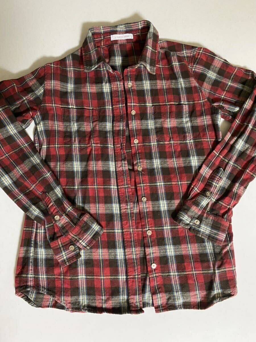 LOWRYS FARM サイズM 長袖シャツ ウエスタンシャツ チェック柄 赤 ネルシャツ拍卖