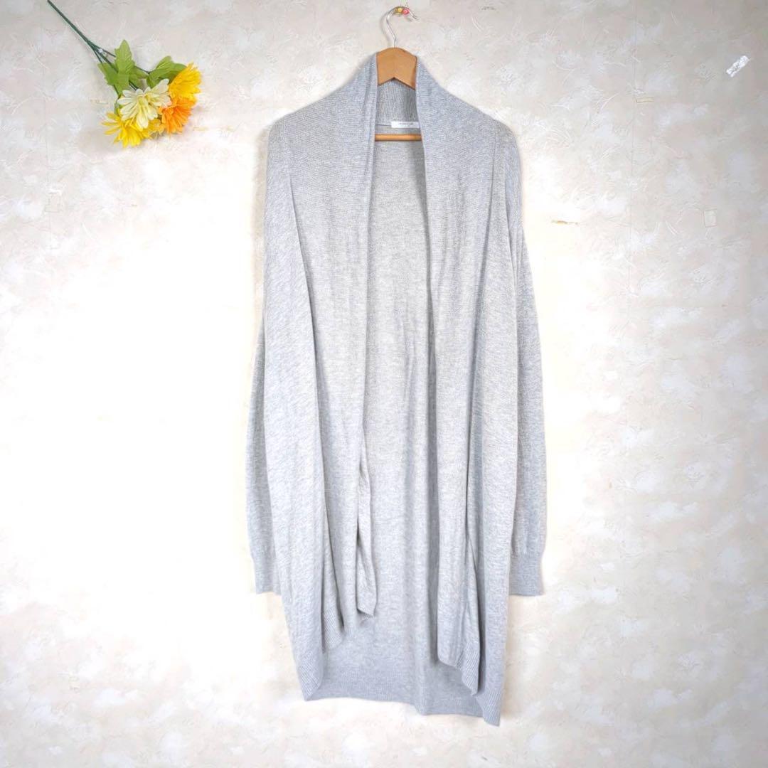 【L】CINEMA CLUB ロングカーディガン 羽織り グレー シンプル拍卖