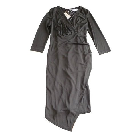 新品 Lian Yi Fang カシュクール アシンメトリー ワンピース グレー M L 7分袖 グレー 拍卖
