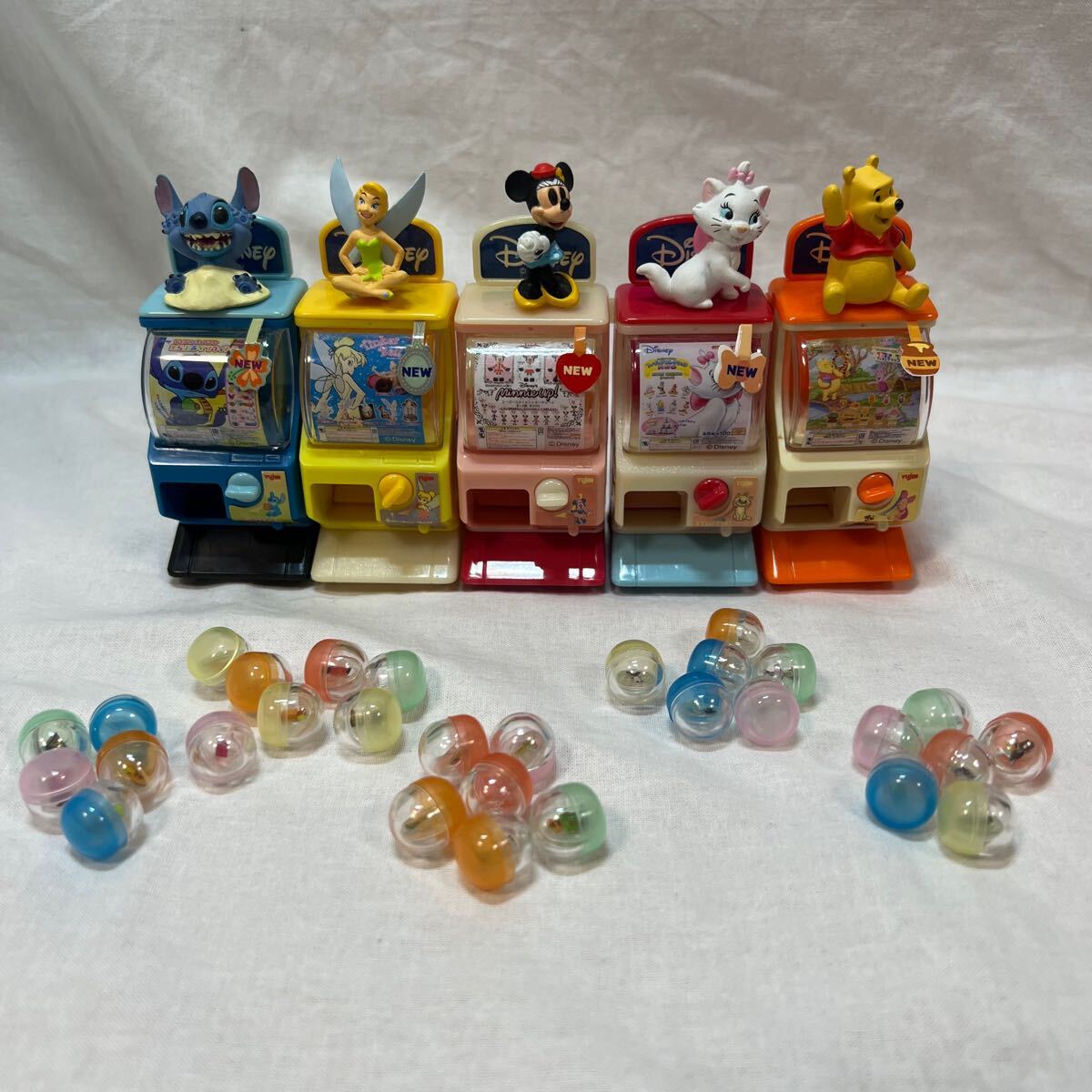 レア ディズニー ガチャポケットマシン 5種セット ☆ ミニガチャ スティッチ おしゃれキャット プーさん フィギュア ミニチュア拍卖