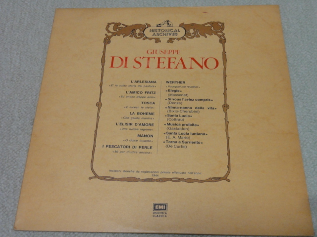 ステファノ ヒストリカル・レコーディング 伊EMI拍卖