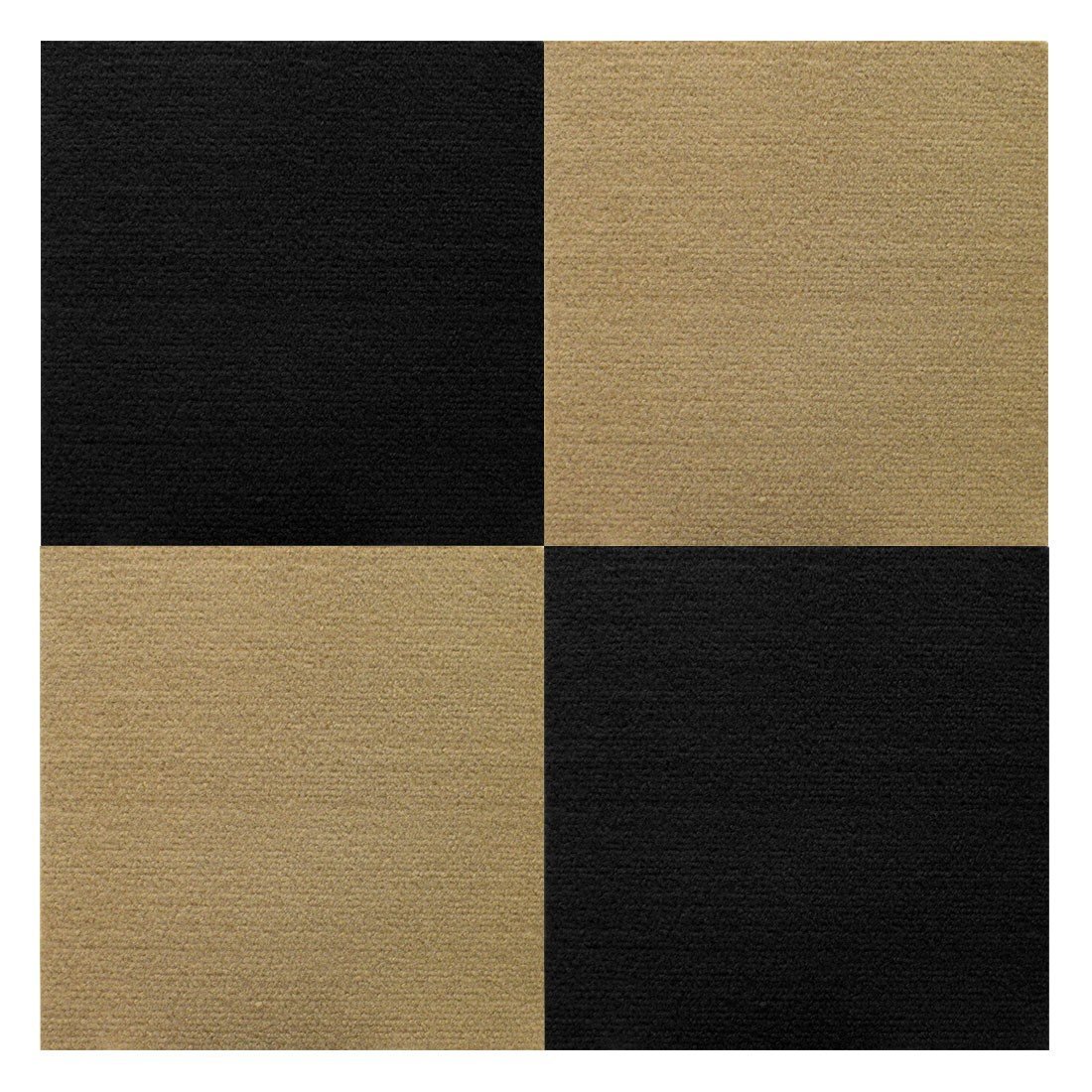 のり付きタイルカーペット 30*30*0.4cm 20枚セット C(ブラック*10、ベージュ*10) 裏面のり付き拍卖