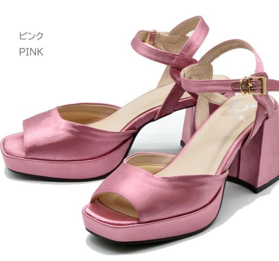by あしながおじさん 厚底サンダル チャンキーヒール ピンク 23cm拍卖
