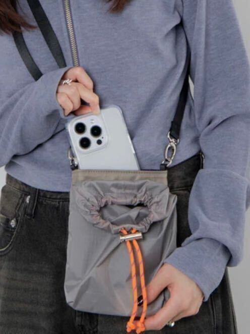 WEGO ウィゴー ナイロンスマホショルダーポーチ グレー拍卖