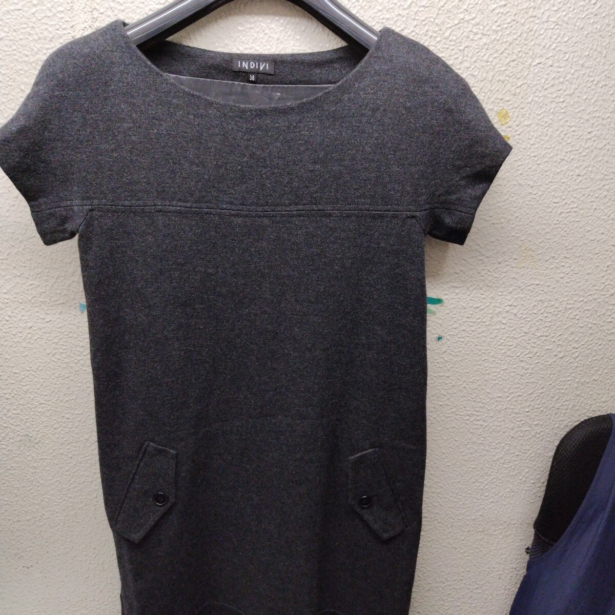INDIVI レディースMサイズ ネイビー カットソー 半袖ワンピース 202409/03拍卖