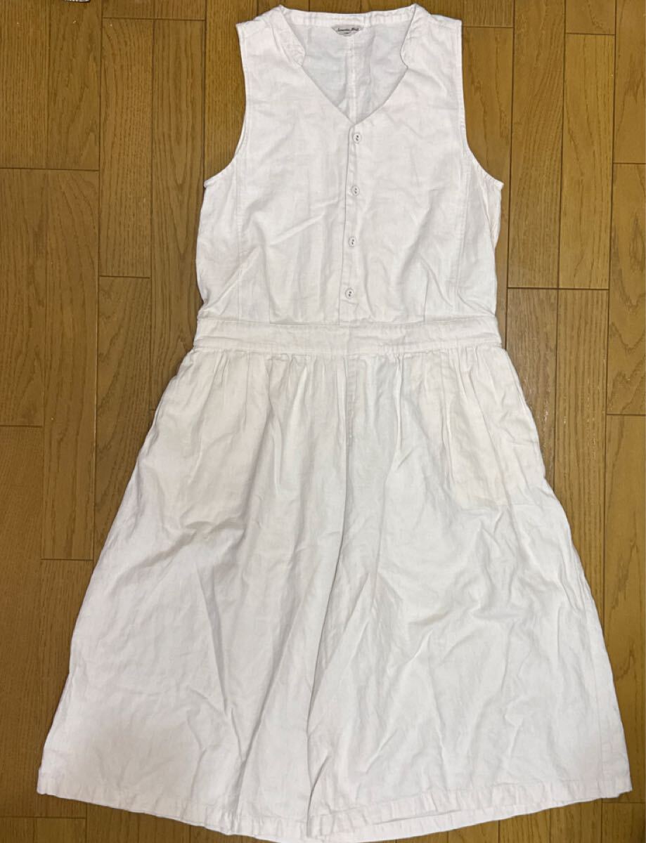 送料無料■SamansaMos2 サマンサモスモス SM2 アイボリー ノースリーブ オールインワン サイズF コットンリネン拍卖