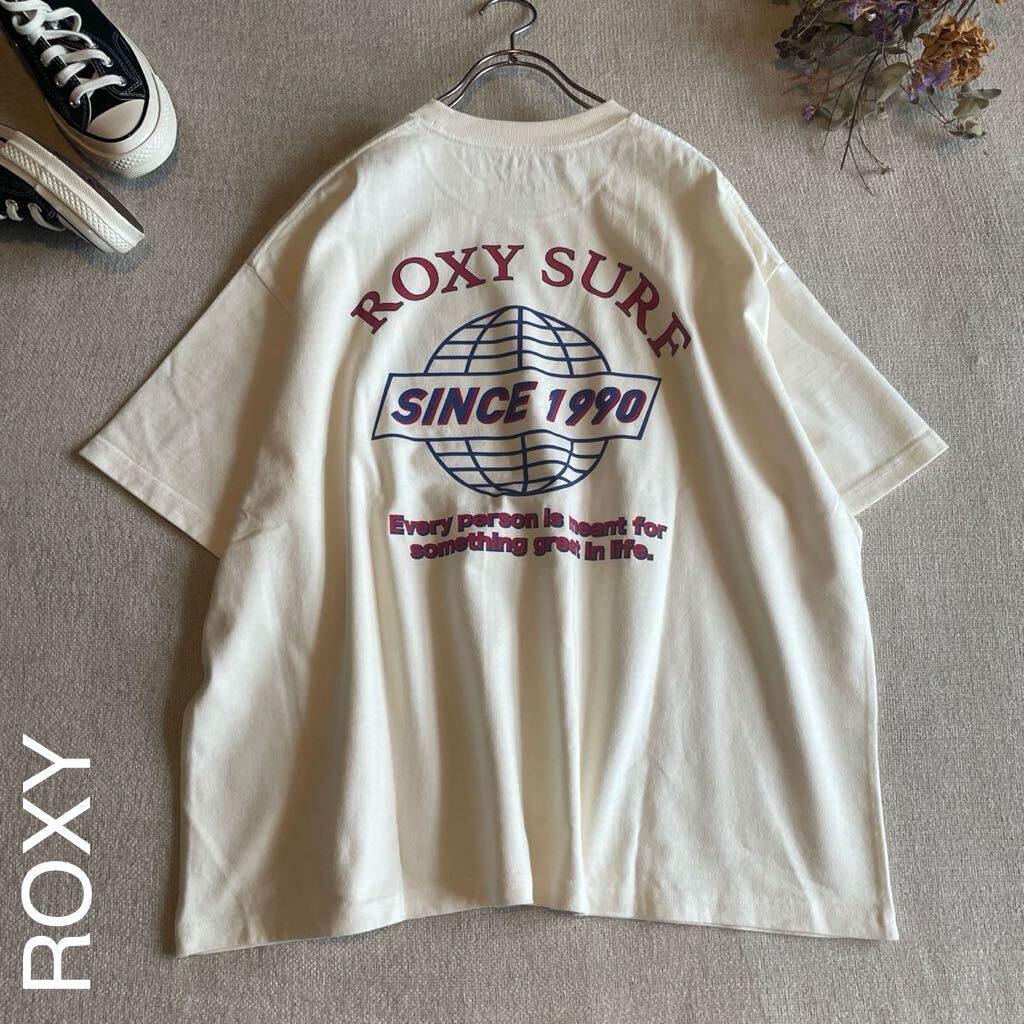 ROXY Tシャツ 半袖 カットソー レディースフリーサイズ バックプリント ビッグシルエット ロゴ ロキシー トップス 大人可愛い 美品拍卖