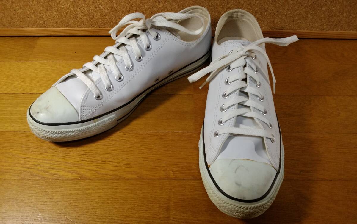 コンバース CONVERSE ALLSTAR オールスター レザー スニーカー シューズ 30cm 白 送料1000円~拍卖