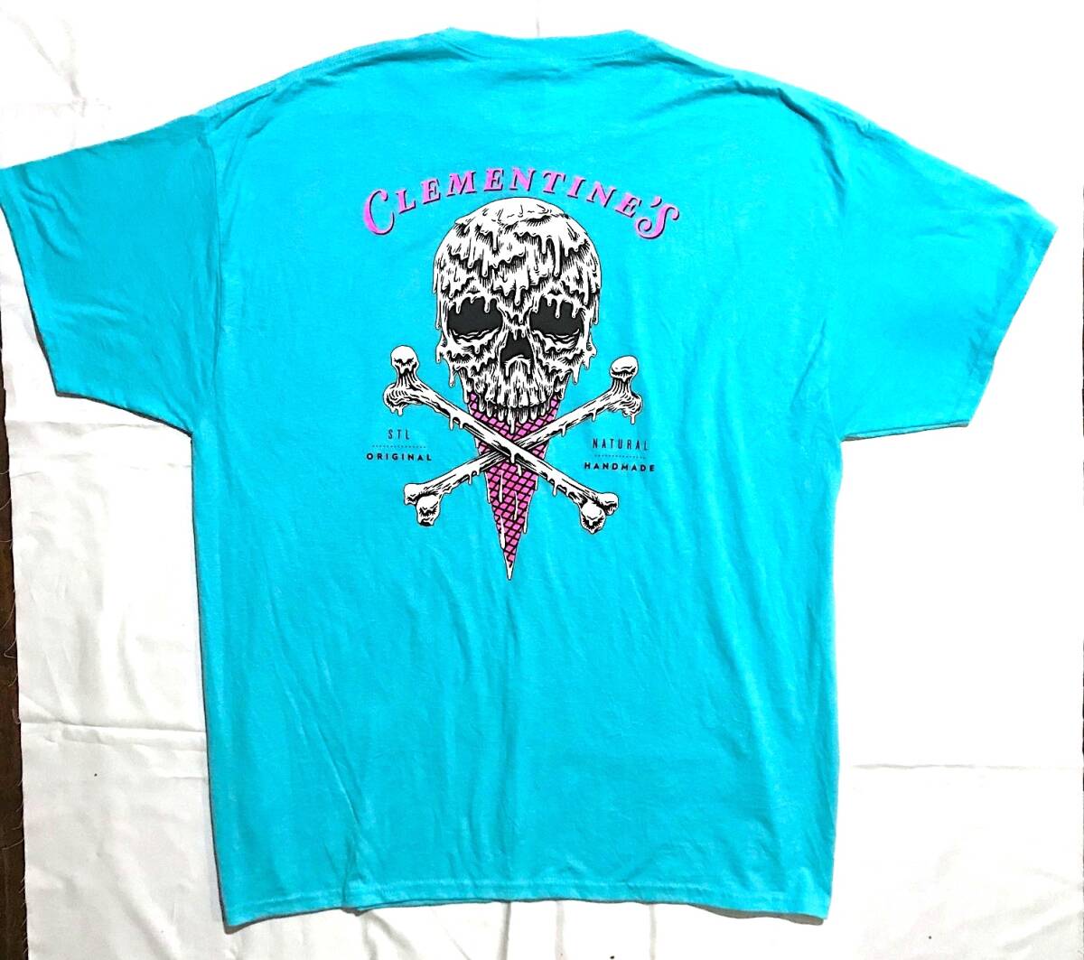 Tシャツ【CLEMENTINE’S】サイズXL/アイスクリームショップ/ミントブルー拍卖