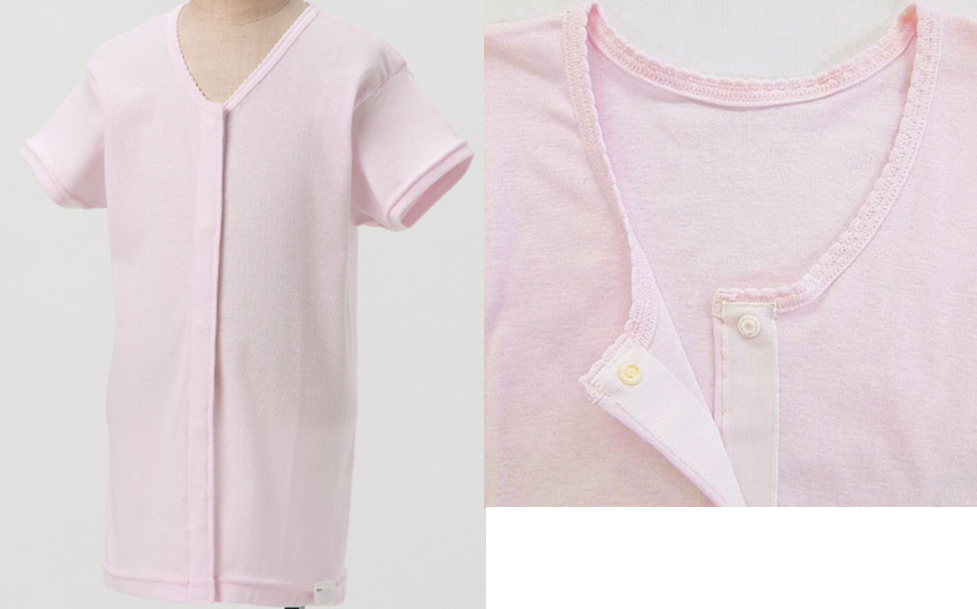 (ポスト投函 送料無料)(110サイズ) 日本製 綿100% 子供用 ホック式インナーシャツ 女の子用シャツBX462ピンク110※出品分のみ拍卖