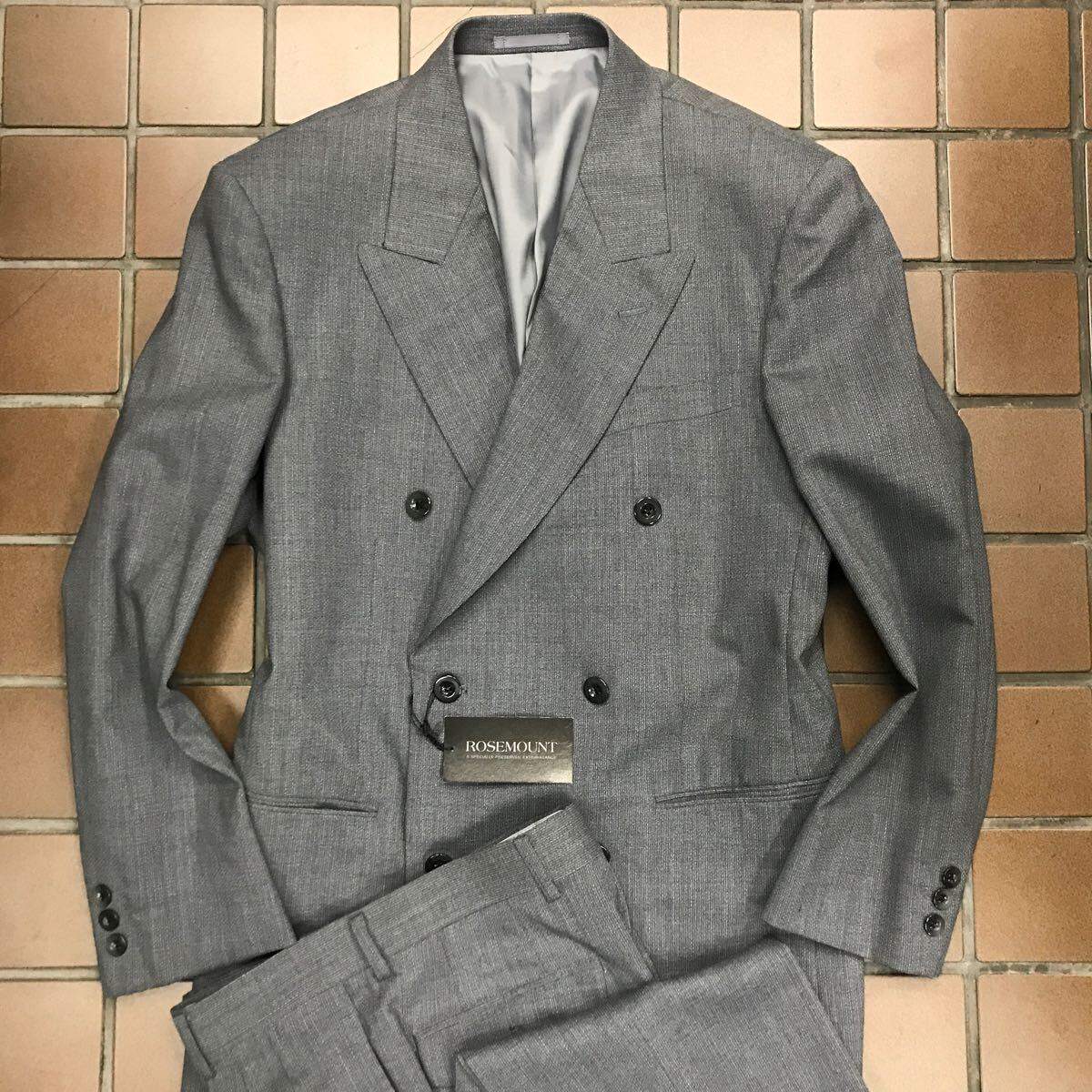 訳あり未使用品/紳士服 背広 ダブルスーツ 6Bセットアップ /Sサイズ YA4/グレイ系/2タック ノーベンツ*傷有り拍卖