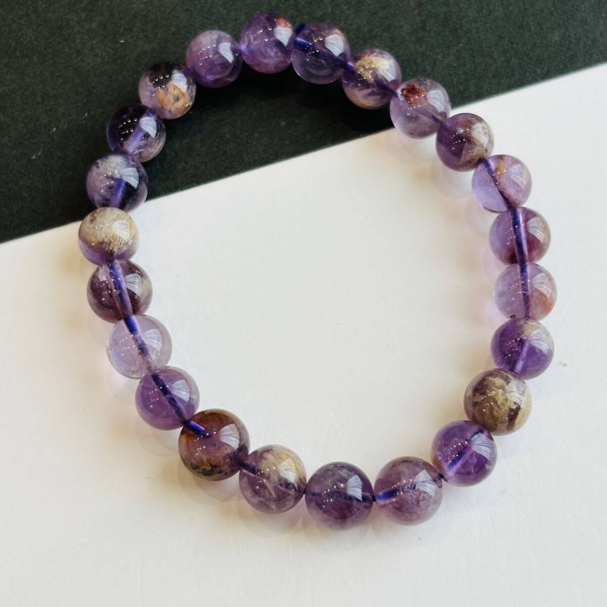 アメジストブレス エンジェルフェザー ガーデンアメジスト ブレスレット 珠8㍉ 天然石 パワーストーンE14拍卖