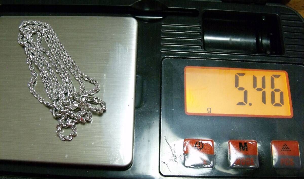 未使用品,純14k金ホワイトゴールド ダイヤモンドカット ロープチエーン ネックレス ロブスタークラスプ 45,5㎝ 本物拍卖