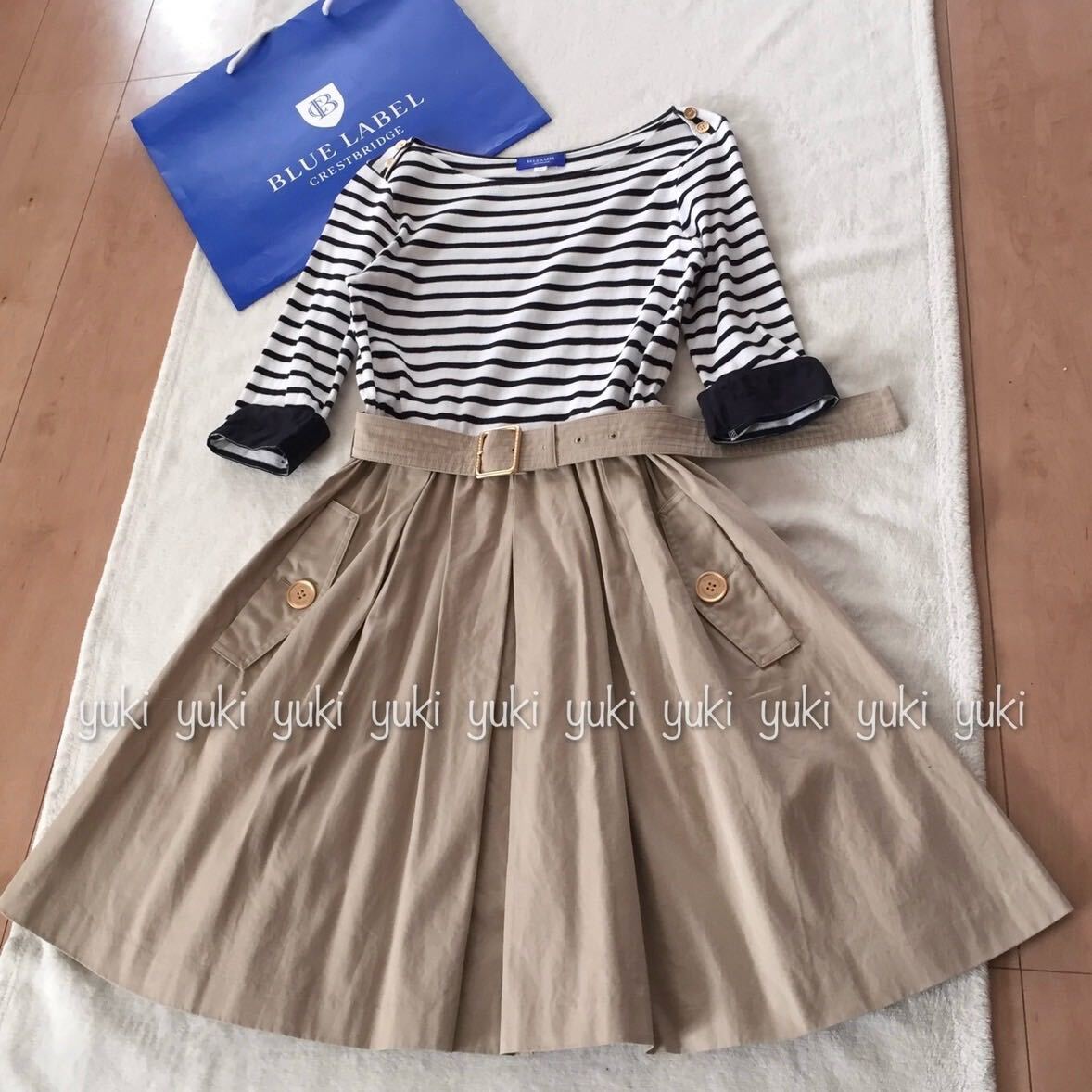 ブルーレーベルクレストブリッジ ボーダー ドッキングワンピース 36拍卖