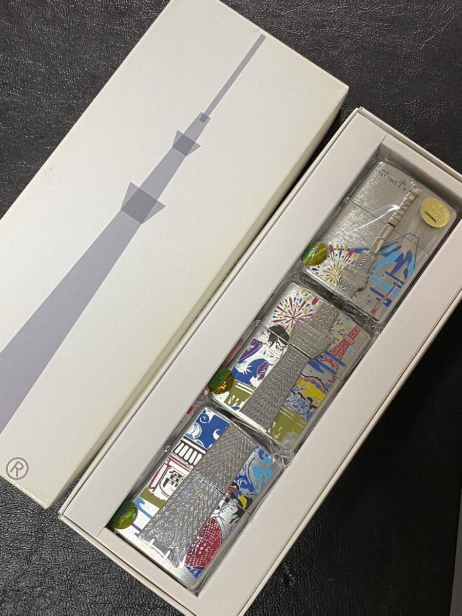 zippo 東京 スカイツリー 634個限定 3点セット 立体メタル 2011年製 TOKYO SKYTREE シリアルナンバー NO.335/634 専用ケース 保証書 拍卖