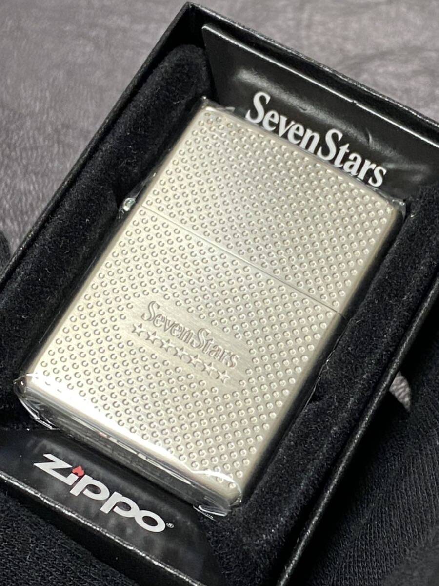 zippo セブンスター 限定品 前面刻印 シルバー 特殊加工 希少モデル 2015年製 Seven Stars シルバーインナー 2015年製 ケース 保証書付き 拍卖