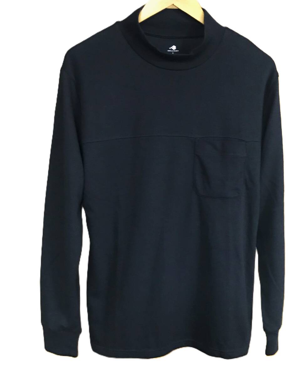 新品タグ付き イオン セリアント モックネック Tシャツ 黒色 メンズLサイズ セリアント 長袖 部屋着やパジャマにも!拍卖