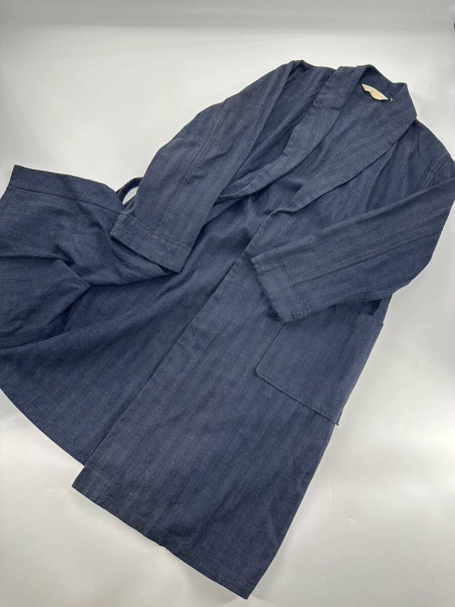 希少/美品/The Stylist Japan/ヘリンボーン デニム ガウン コート /S/スタイリストジャパン アウター ブルゾン ジーンズ ネイビー拍卖