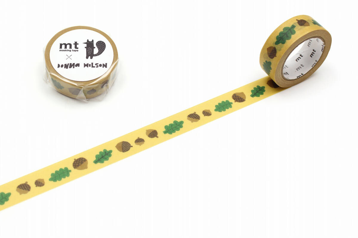 【即決】▽mt×Donna Wilson マスキングテープ▽ 葉っぱとどんぐり 15mm×7m ラッピング デコレーション コラージュ マステ // MTDONA01拍卖