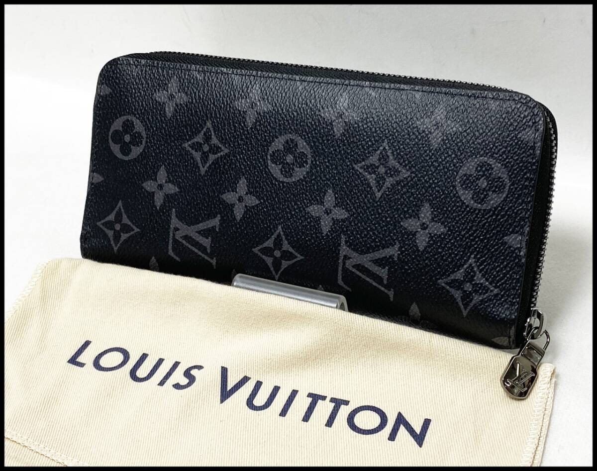 美品 ヴィトン モノグラム エクリプス M62295 ジッピーウォレット ヴェルティカル ラウンドファスナー 長財布 RFID (ICチップ)拍卖