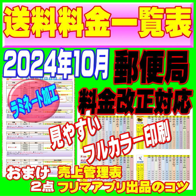 2024年10月最新版【配送料金一覧表】●ラミネート加工●送料一覧表 おまけ付拍卖