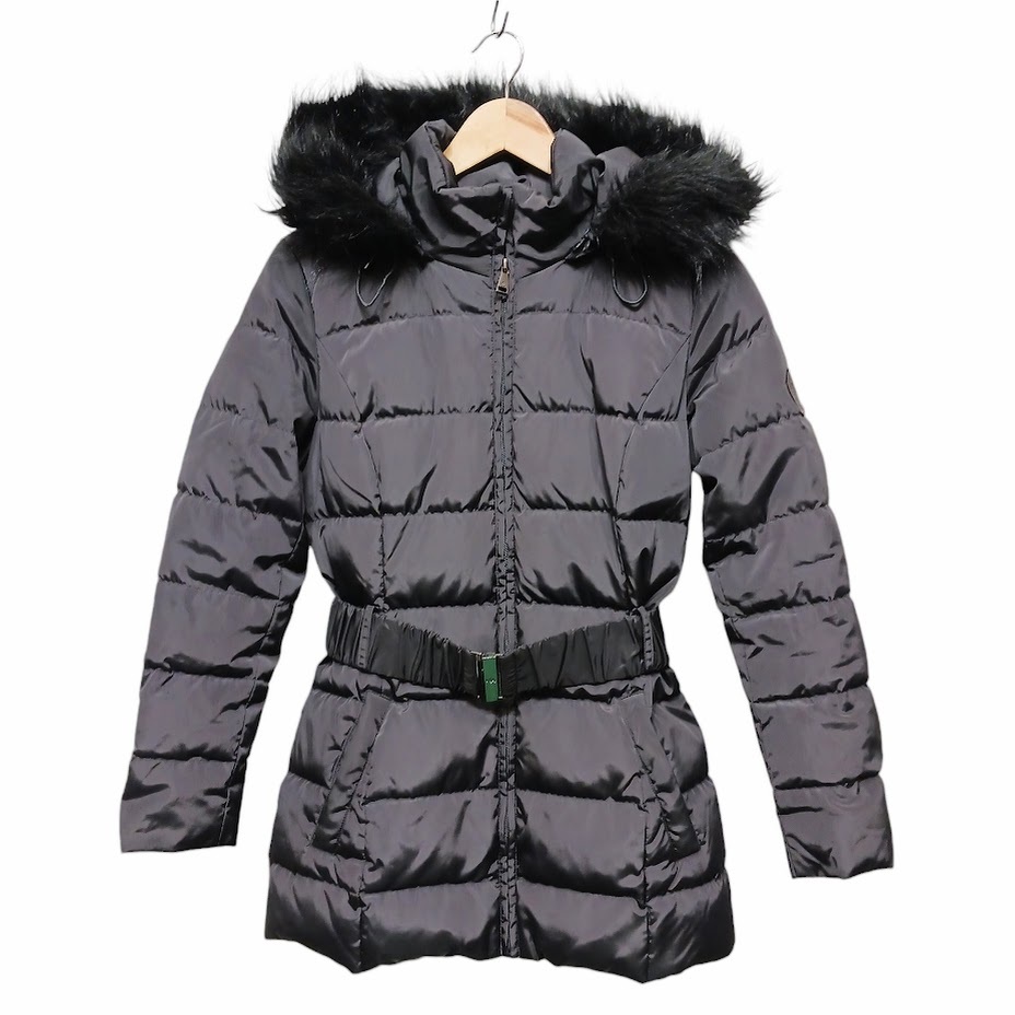 LAUREN Ralph Lauren ラルフローレン ダウンジャケット ダウンコート ファー フード着脱可 グレー系 XS拍卖