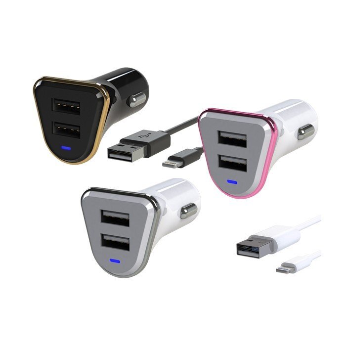 MADMAX カー用品 アークス 2.4A 2USBポート& ライトニングケーブルMFi ブラック(X-212)/スマホ iphone アイフォン 充電器 【送料800円】拍卖