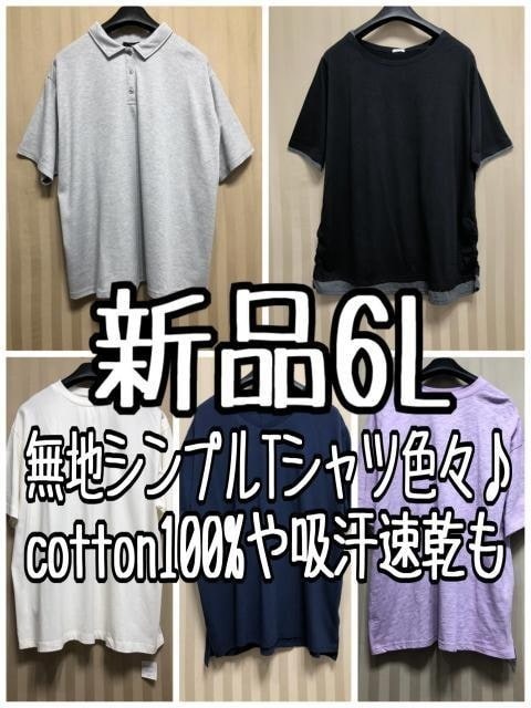新品☆6L♪無地シンプルおしゃれTシャツ5枚セット☆a983拍卖