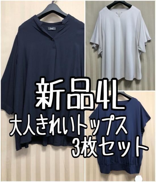 新品☆4L♪さらっとした大人きれいトップス3枚セット♪☆x427拍卖