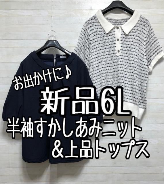 新品☆6L♪お出かけに♪すかし編みニット&上品トップス☆f809拍卖