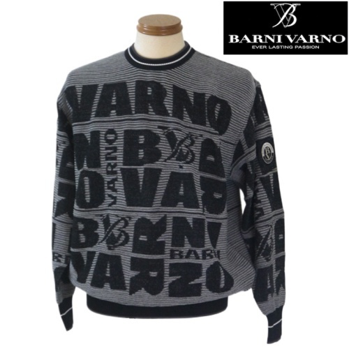 【春夏SALE】 バーニヴァーノ/BARNIVARNO ロゴスプリングニット LLサイズ 002-黒拍卖