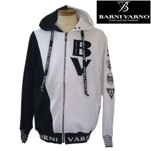 【秋冬SALE】バーニヴァーノ/BARNIVARNO 切り替えロゴ刺繍トラックジャケット LLサイズ 838-白系拍卖
