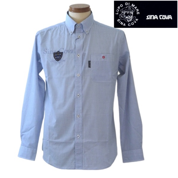 【SALE】シナコバ サルジニア/SINA COVA 春夏物 ボタンダウンシャツ Lサイズ 030-ブルー系 メンズ拍卖