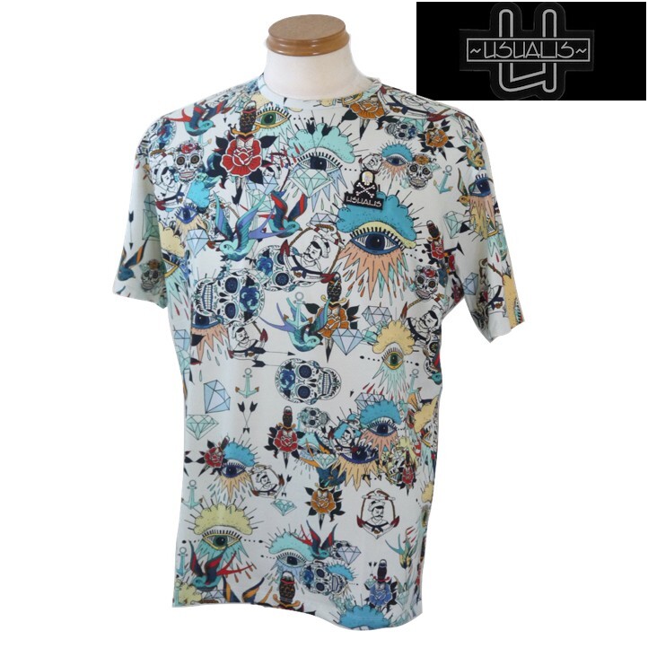 【春夏SALE】ウザリス/USUALIS 夏物 プリント半袖Tシャツ XXXL/4Lサイズ拍卖