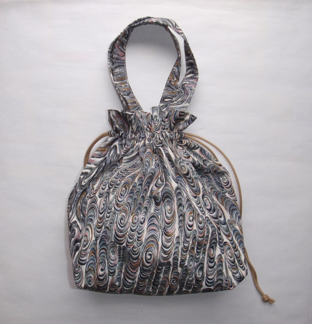 昭和レトロ反物生地使用 ■巾着トートバック■ 京都誂友禅 正絹 ハンドメイド ③ 拍卖