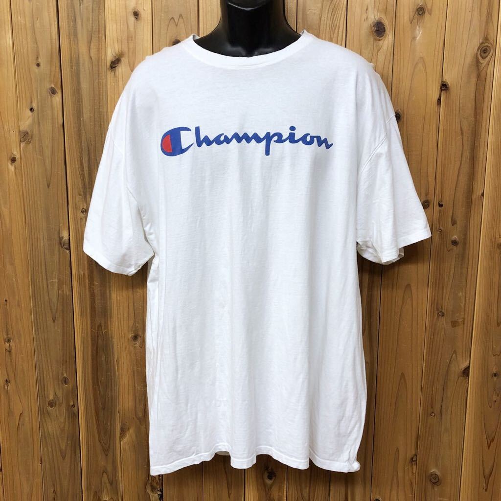Champion /チャンピオン メンズ3XL 半袖 Tシャツ トップス ビッグロゴ プリントTシャツ ロゴT 白 アメカジ スポーツ 古着 大きいサイズ c-2拍卖