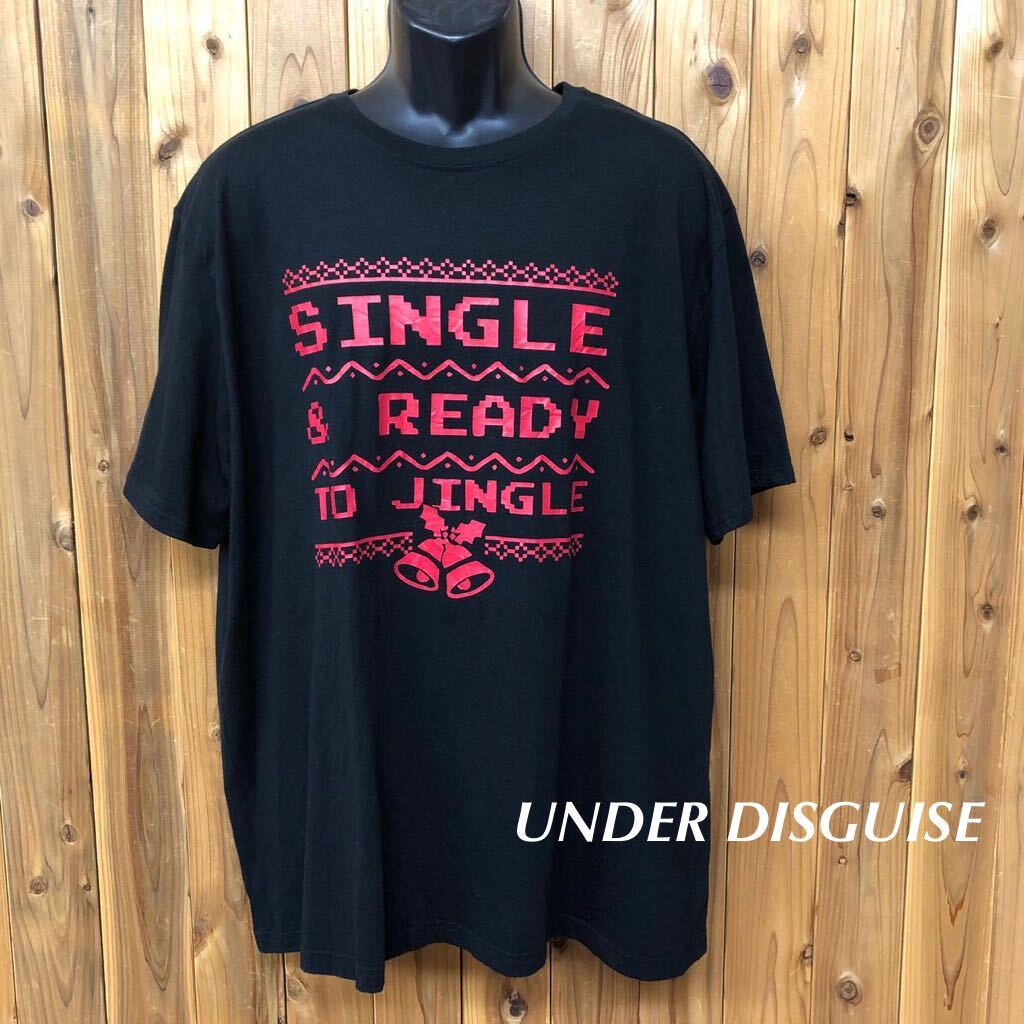 UNDER DISGUISE /メンズ2XL 半袖Tシャツ トップス プリントTシャツ ブラック SINGLE&READY TO JINGLE アメカジ USA古着 大きいサイズ拍卖