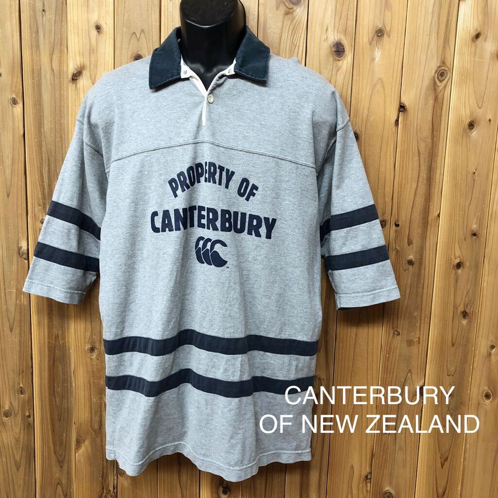 CANTERBURY OF NEW ZEALAND /カンタベリー メンズL 七分袖 ラガーシャツ トップス ロゴT プリントTシャツ ラグビー スポーツ USA古着拍卖